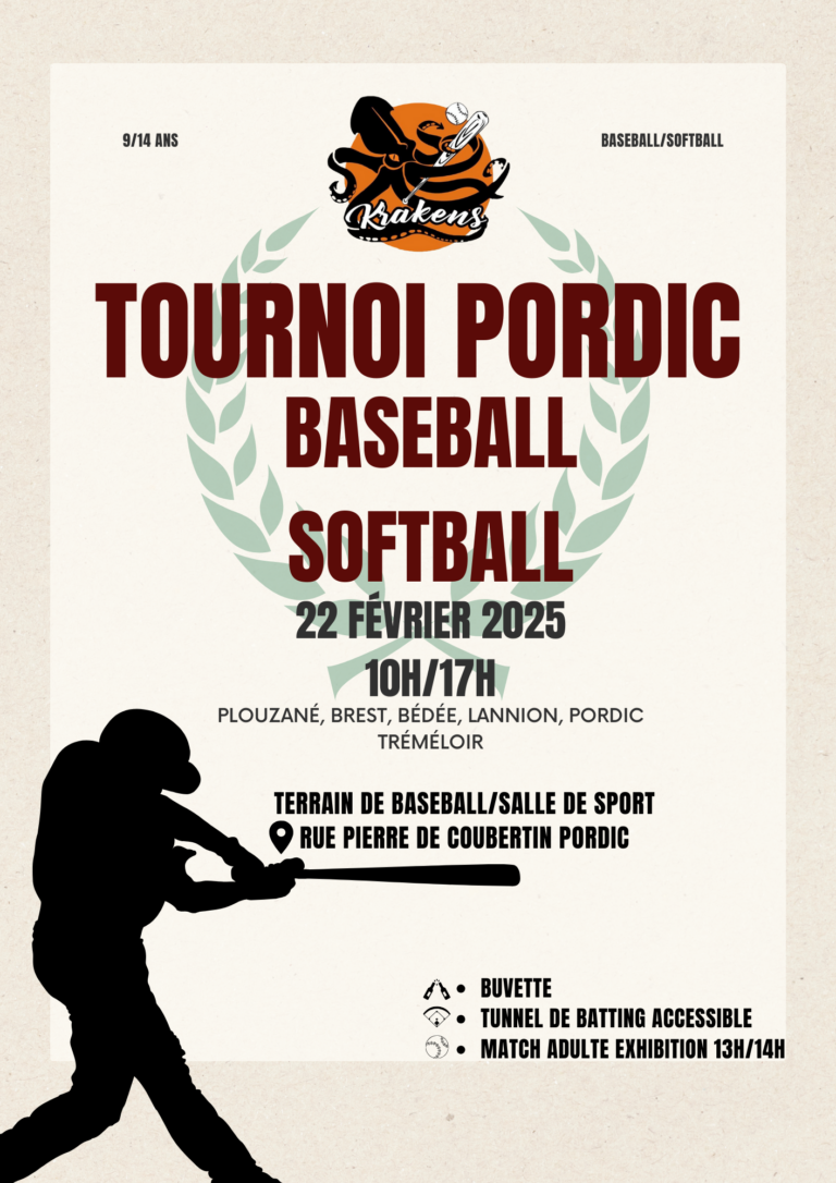 À Pordic, un tournoi de baseball jeunes organisé par les Krakens ce samedi 22 février [Télégramme]